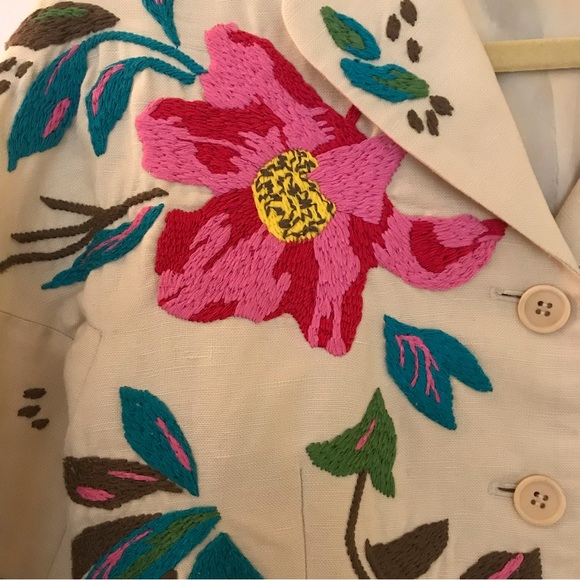 BCBG MAXAZRIA Embroidered Blazer in Linen Blend - Picture 4 of 11